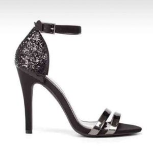 Zara Black/Silver Glittery Sandals - Sz 9 (EUR 40)
